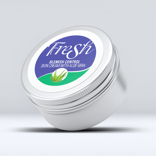 Round product label on metal canister